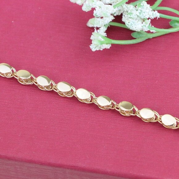 "Elegant Rose Gold Bracelet with Textured Round Charm Links, XPBL1102 - Picture 10 of 12